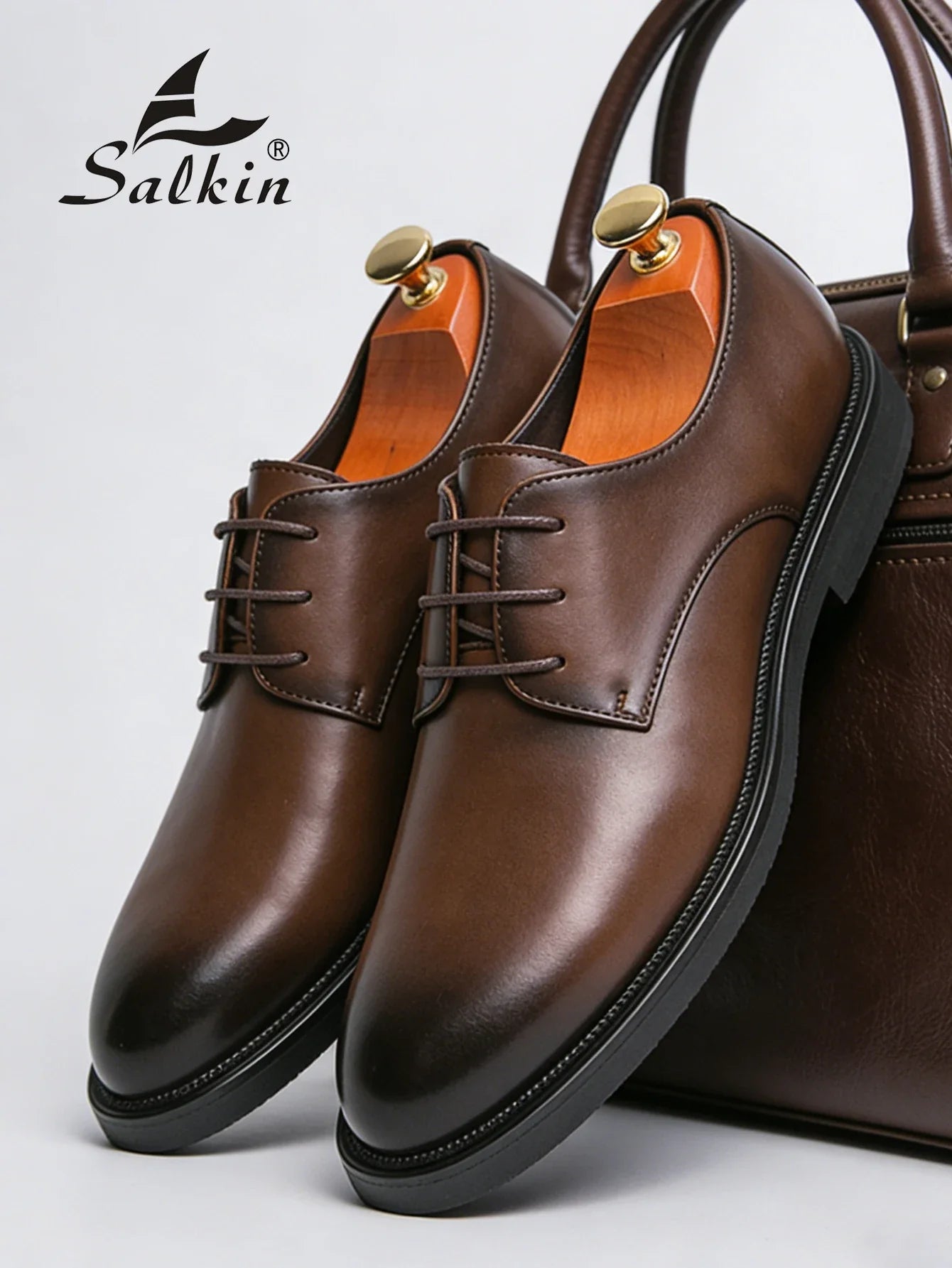 Classic Men Dress Shoes Lace Up Derby Shoes Formal Business Lesther Shoes Anti Slip Wear-resistant Office Daily Casual Shoes