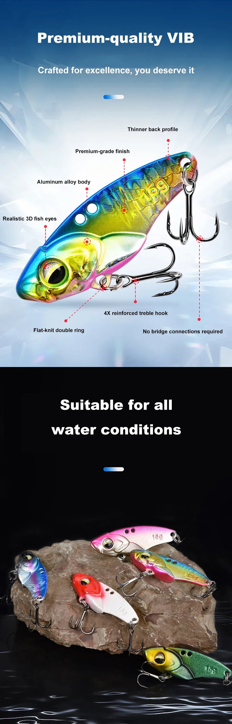VIB Rattlesnake Iron Jig Fishing Lure – Long-Cast Hard Lure, 3.5g to 15g