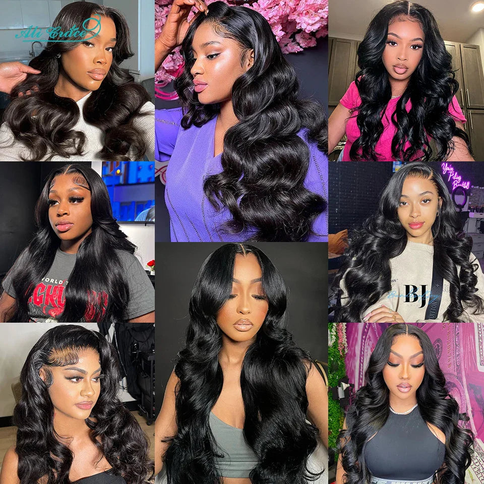 Ali Grace Hair Bleached Knots Body Wave 13x4 Lace Front Human Hair Wigs For Women Pre Plucked Hairline Body Wave Full Lace Wigs