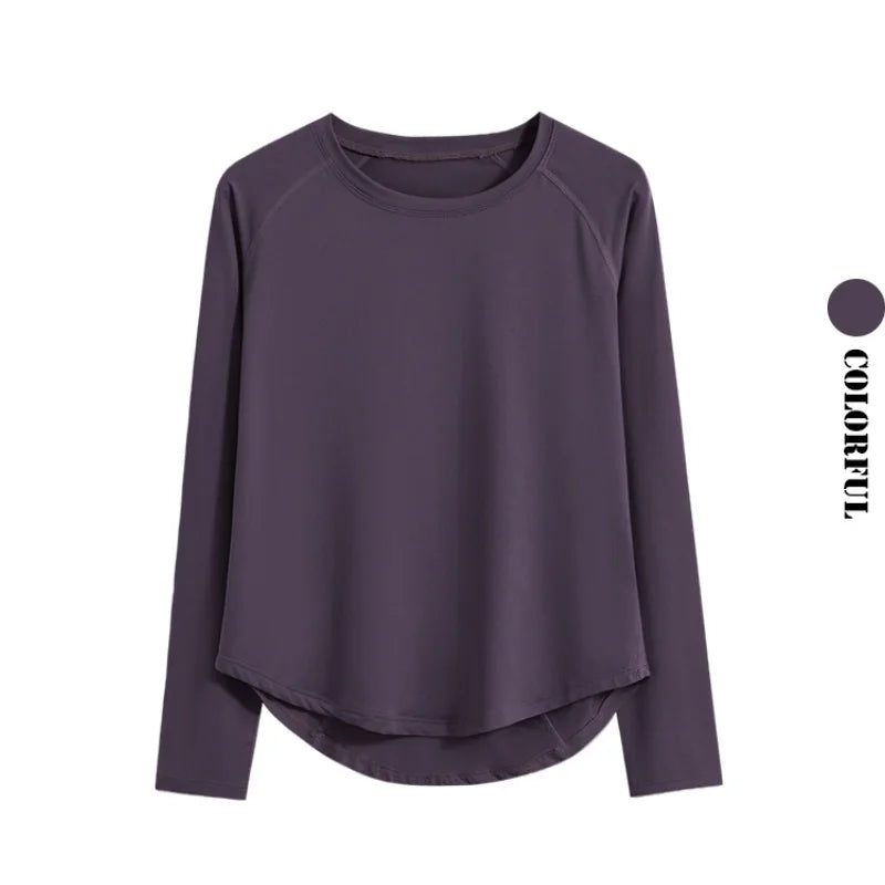 DRUR Long Sleeve Gym Top Women Breathable Quick Dry Workout T-shirt Loose Fit Running Tee Yoga Clothing Sportswear Activewear New