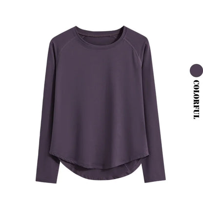 DRUR Long Sleeve Gym Top Women Breathable Quick Dry Workout T-shirt Loose Fit Running Tee Yoga Clothing Sportswear Activewear New