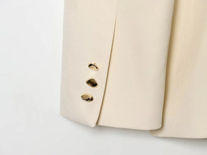 NLZGMSJ 2026 Spring Office Lady Chic Women Blazer Suit Solid Long Sleeve Blazer Long Zipper Pants Fashion Suit
