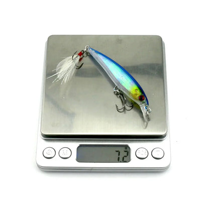 Laser Minnow Fishing Lure 10/5Pcs Artificial Bionic 9cm/7g Swing Hard Bait with Feather Tackle Hook Wobbler Pesca for Bass Pike