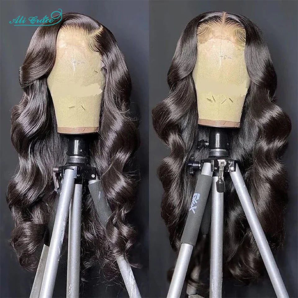 Ali Grace Hair Bleached Knots Body Wave 13x4 Lace Front Human Hair Wigs For Women Pre Plucked Hairline Body Wave Full Lace Wigs
