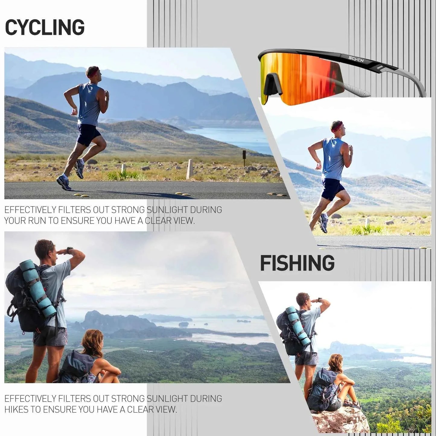 Scvcn New Cycling Glasses MTB Riding Skating Sunglasses Bike UV400 Polarized Fishing Goggles Man Woman Bicycle Eyewear 2026
