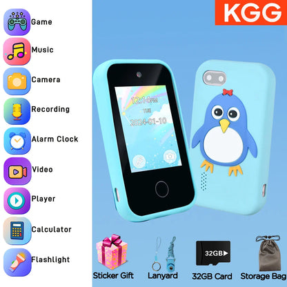 32GB Kids Smart Phone 2.8'' IPS Mini Toy Phone Music Player  28 Games Alarm Clock Flashlight Dual Camera Educational Funny Toys