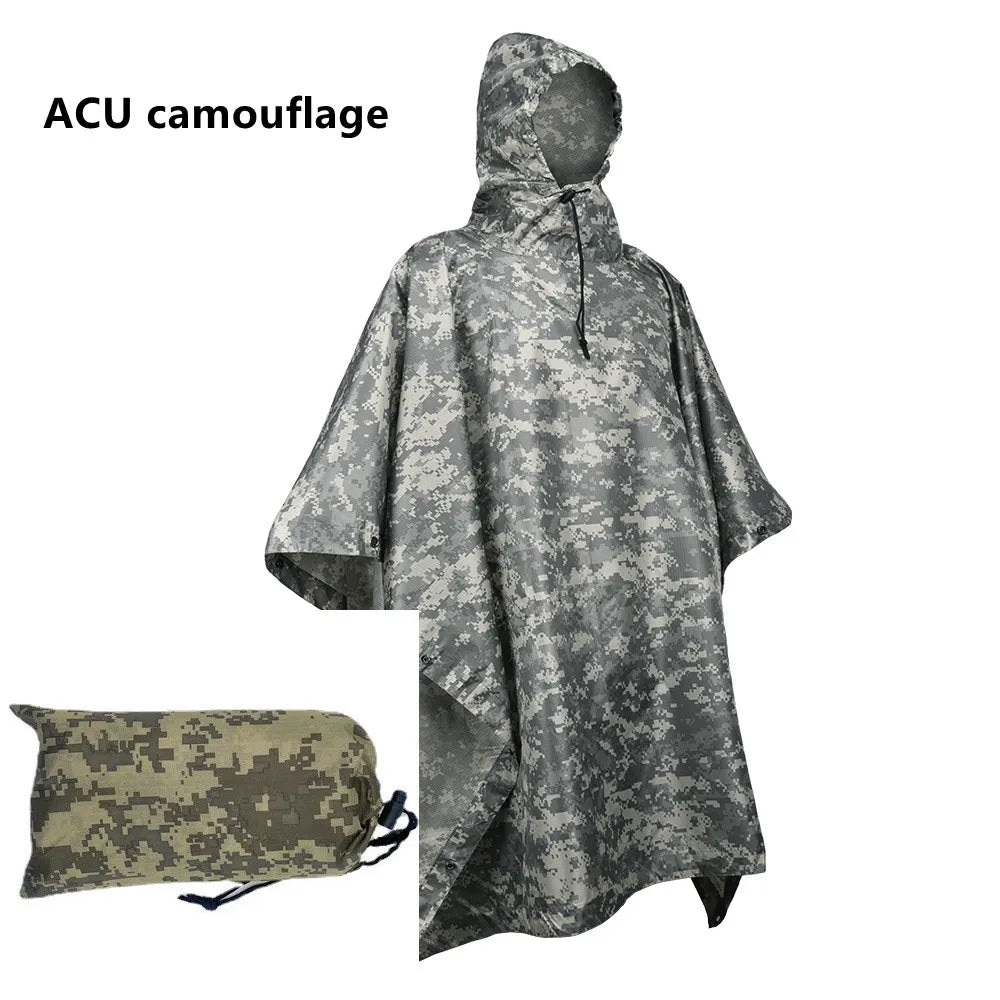 Camouflage Waterproof Raincoat Poncho – Multifunctional Hunting & Camping Rain Cover