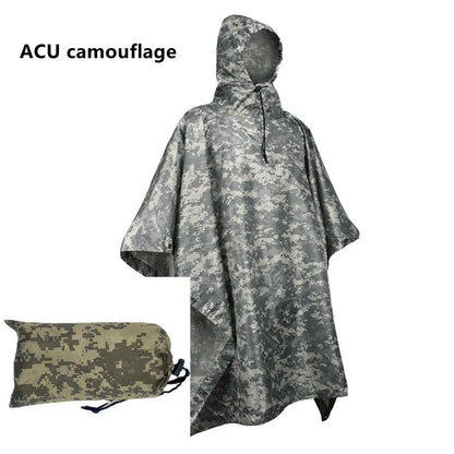Camouflage Waterproof Raincoat Poncho – Multifunctional Hunting & Camping Rain Cover