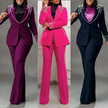 Customized 2 Piece Women Sets Plus Size Dashiki African New Arrival Matching Two Pieces Sets Blazer Coat Top Pants Suits Outfits