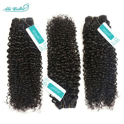 ALI GRACE Hair Brazilian Kinky Curly Hair 3 Or 4 Bundles 10-28 Inch Natural Color 100% Remy Human Hair Curly Weave Hair Bundles