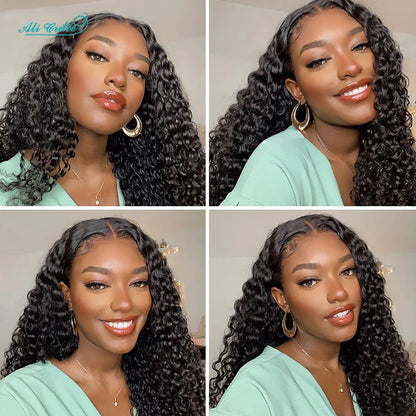 Ali Grace Hair Malaysian Deep Wave Hair Wigs Pre-Plucked 13X4 Lace Front Human Hair Wigs Natural Hairline With Baby Hair
