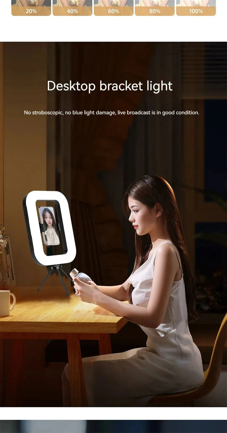 BSLIUFANG Handheld Ring LED Rechargeable Fill light Portable Mobile Phone Live Broadcast Photography Rabbit Cage Selfie Light