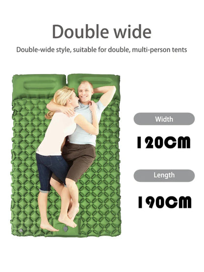 Outdoor Camping Double Inflatable Mattress Extra Wide Sleeping Pad Ultralight Folding Bed Sleeping Mat Car Travel Mat