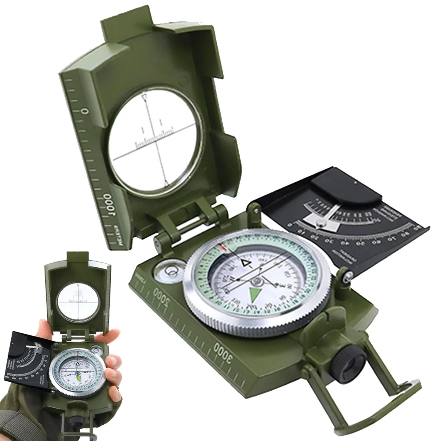 Phosphorescent Lensatic Compass – High-Precision Navigation for Hiking, Camping & Survival