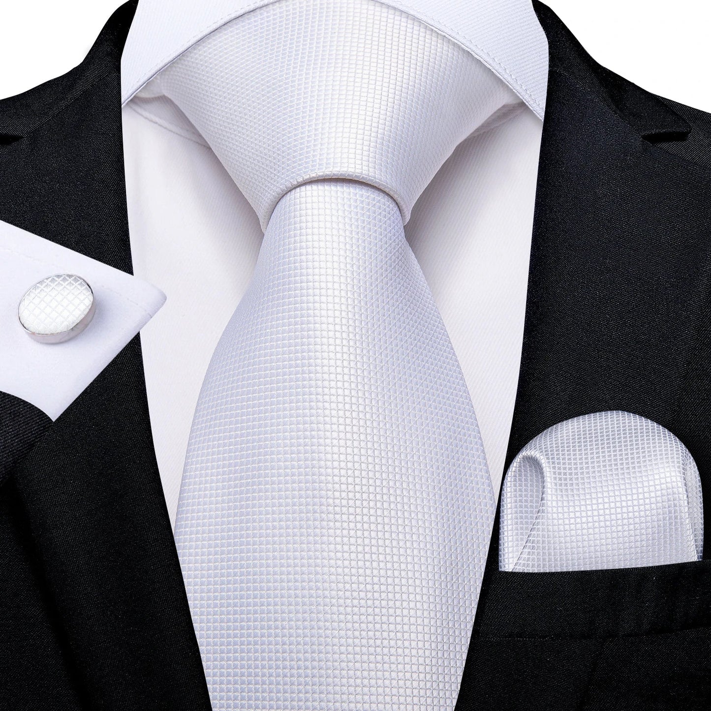 Men's Ties Solid Pink Blue Green Purple Wedding Party Accessories Groom Necktie Handkerchief Cufflinks Gift for Husband