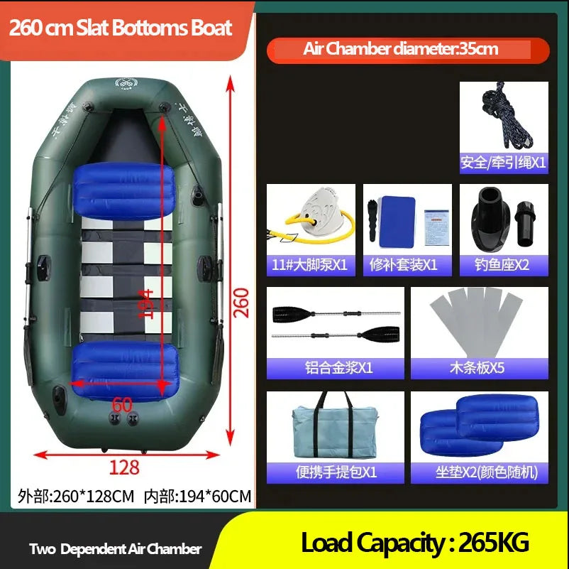 Inflatable Fishing Kayak with Air Deck & Clip Net – PVC, 1.75–3.6m