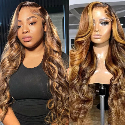 10A 4/27# Highlights Blonde Wigs Colored Human Hair Lace Frontal Wigs Body Wave 13x4 HD Transparent Lace Front Human Hair Wigs