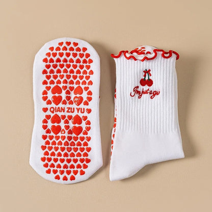 Casual Non-Slip Grip Pilates Socks Breathable Cotton Mid Tube Socks Sweat-absorbent High-elastic Yoga Socks for Women
