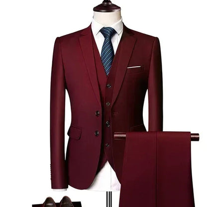 Elegant Suits For Men Wedding 3 Pieces 2 Set Luxury Fashion Classic Full Jackets Vest Pants Blazers Outfit 2024 Formal Costume