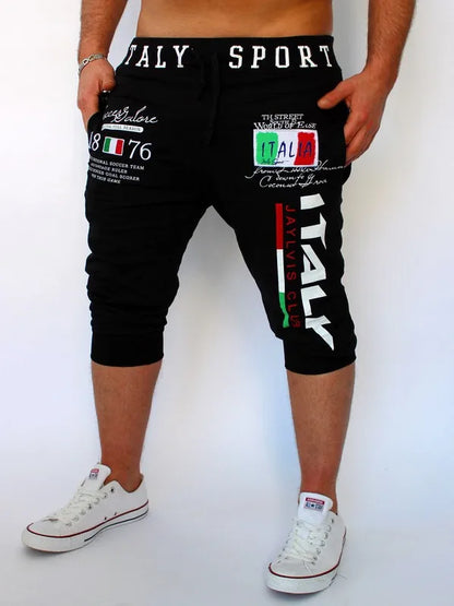 Men's Athletic Shorts Sweat Shorts Capri Pants Drawstring Print Letter Sports Outdoor Weekend Streetwear Stylish Sweatpants Male