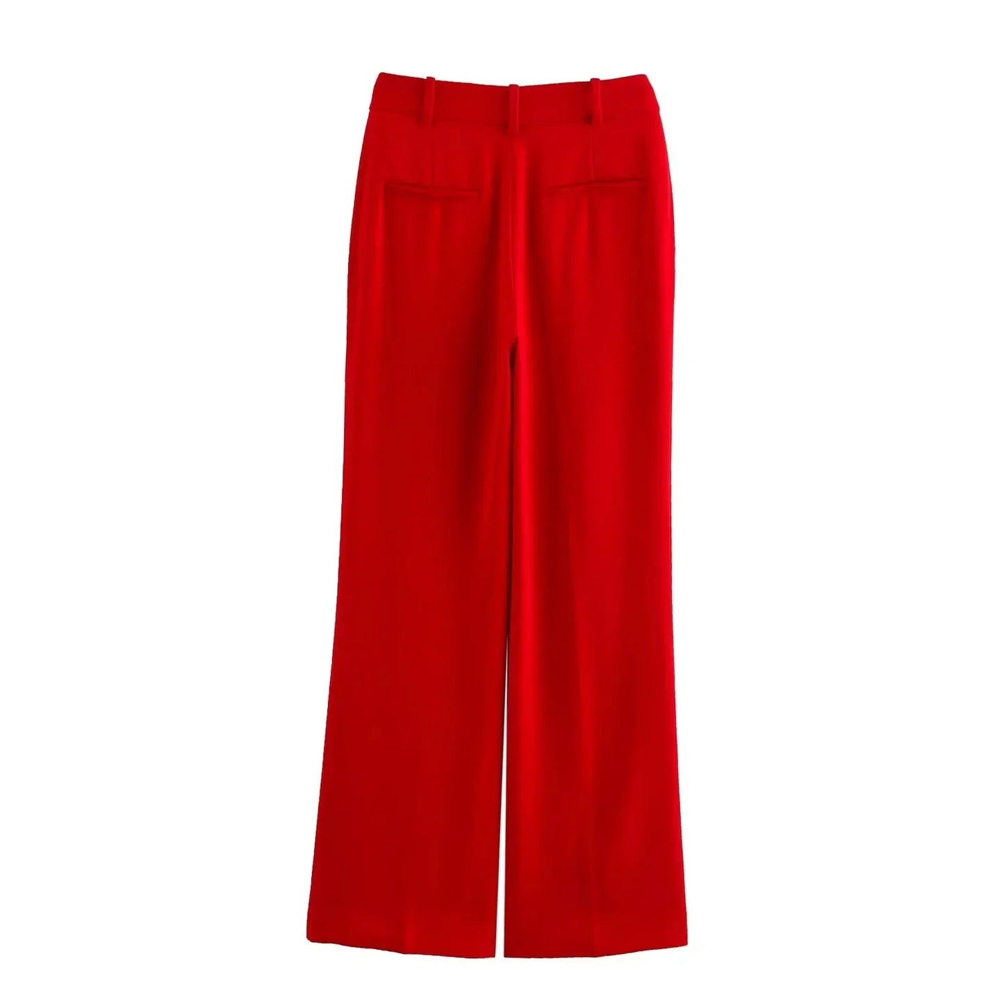 KONDALA Office Lady Chic Red Vest Blazer Suit V Neck Sashes Sleeveless Blazer High Waist Wide Leg Pants Fashion 2025 Summer Sets