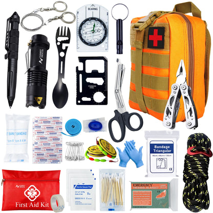 Survival First Aid Kit – Full Outdoor Emergency Trauma Bag for Camping & Hiking