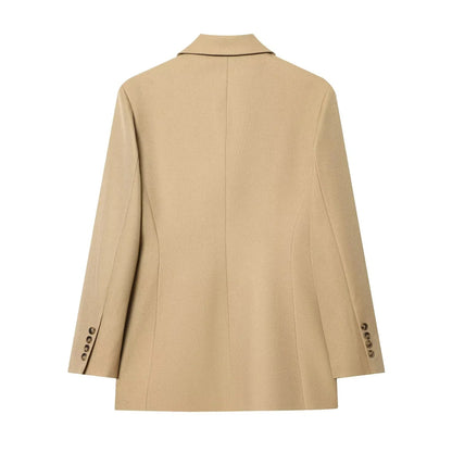 KONDALA Office Lady Chic Women Blazer Suit Double Breasted Long Sleeve Blazer Long Zipper Pants New Fashion 2026 Spring Suit