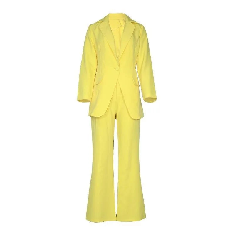 Hot Selling Professional Suit Set Solid Color Healthy Fabric 2024 Spring and Autumn New Women's Fit Suit Two-piece Set