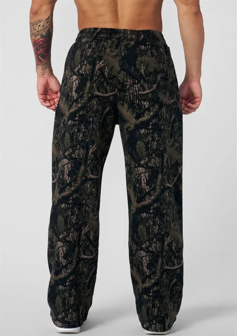 spring autumn Straight Casual Pants Men Camouflage Wide Leg Pants Breathable camouflage trousers loose Large size men sweatpants