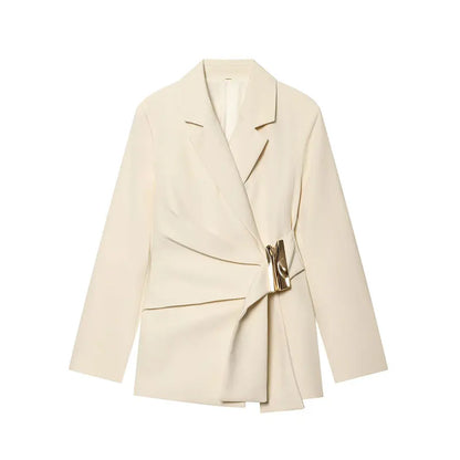 NLZGMSJ 2026 Spring Office Lady Chic Women Blazer Suit Solid Long Sleeve Blazer Long Zipper Pants Fashion Suit