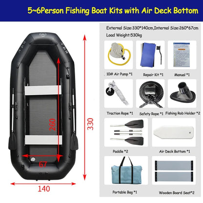 Professional Inflatable Dinghy Raft Set – Tear-Resistant PVC, 1–6 Persons (1.75–3.6m)