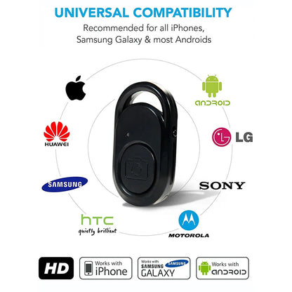 2 Pack Wireless Camera Remote Control - Wireless Remote for iPhone & Android Phones iPad iPod Tablet, Clicker for Photos & Video