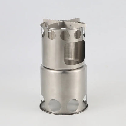 Portable Stainless Steel Wood Burning Camp Stove Set with 304 Cookware Pot for Outdoor Camping New