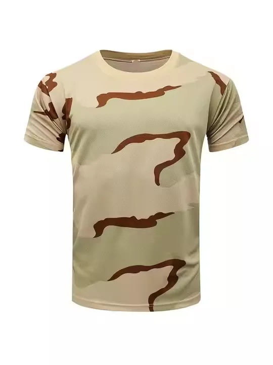 Men's 3D Camo Print T-Shirt – Quick-Dry Polyester, Short Sleeve, Sizes S–5XL