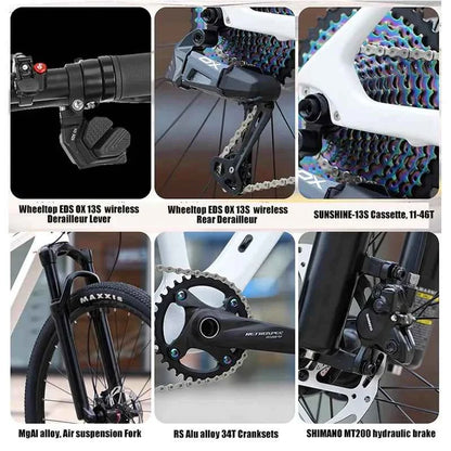 Twitter New M5 Wireless Carbon MTB Bicycle 29 Wheeltop EDS OX 13S Electronic Shifter Inner Cables Mountain Bikes For Adults