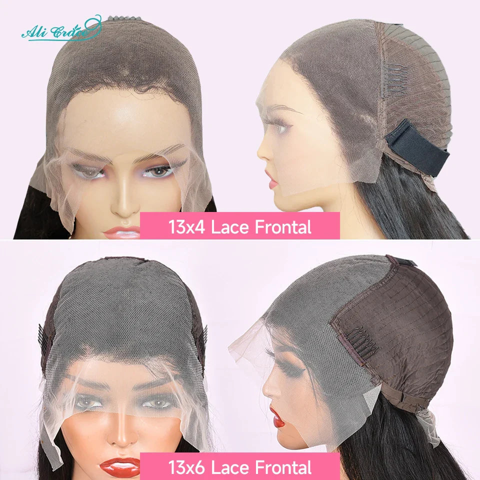 Ali Grace Hair Malaysian Deep Wave Hair Wigs Pre-Plucked 13X4 Lace Front Human Hair Wigs Natural Hairline With Baby Hair