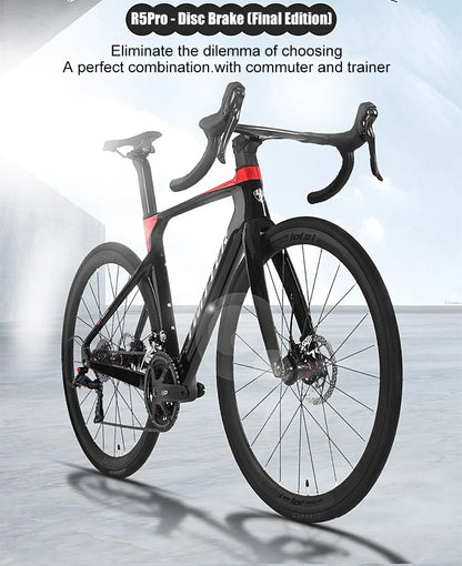Cheap Mechanical Shifting Carbon Road Disc Bike 700*28C RS-24S Hydraulic Brake Racing Bicycle With Carbon 3K Handlebar For Sale