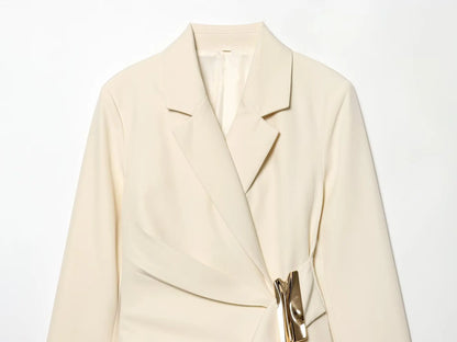 NLZGMSJ 2026 Spring Office Lady Chic Women Blazer Suit Solid Long Sleeve Blazer Long Zipper Pants Fashion Suit