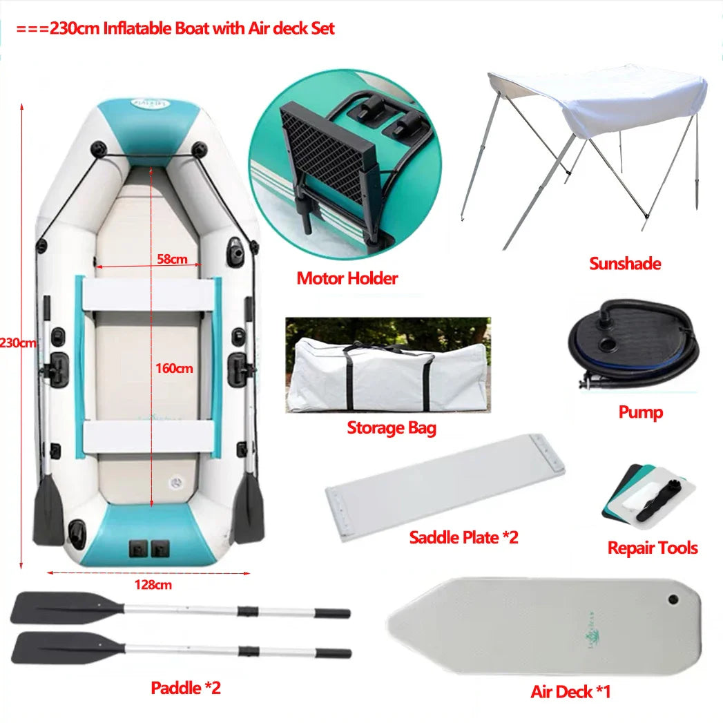 2.0~3.6m Inflatable Boat Air Deck Set 2+1 Air Chamber 0.9mm Thickened PVC 3-layer Mesh Wear Resistance Kayaks LUYA Fishing Boat