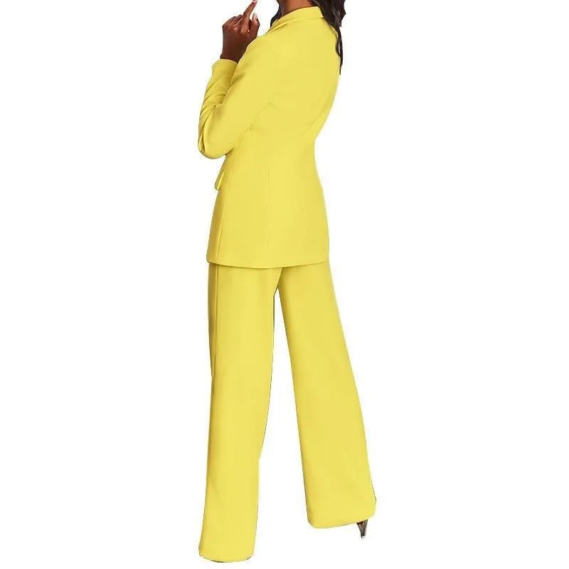 Hot Selling Professional Suit Set Solid Color Healthy Fabric 2024 Spring and Autumn New Women's Fit Suit Two-piece Set