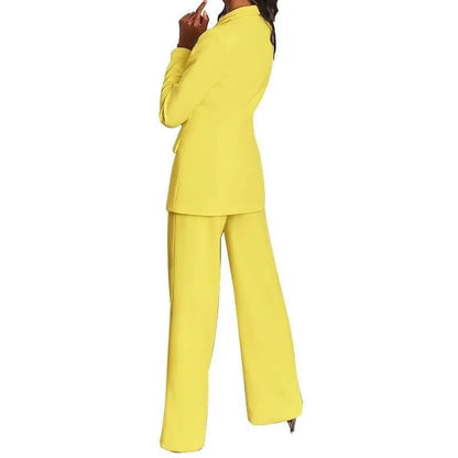 Hot Selling Professional Suit Set Solid Color Healthy Fabric 2024 Spring and Autumn New Women's Fit Suit Two-piece Set