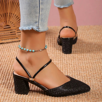 Low Heels Sandals Woman Summer Fashion High Heels Shallow Women Designer Sandals Luxury Shoes for Women Wedding Party Shoes