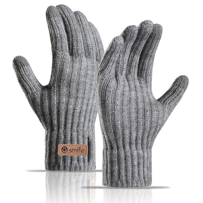 2024 new men's warm gloves winter touch screen plus fleece gloves cold warm wool knitted gloves