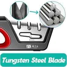 Four in one kitchen sharpener restores serrated blade knives and scissors, diamond tungsten steel