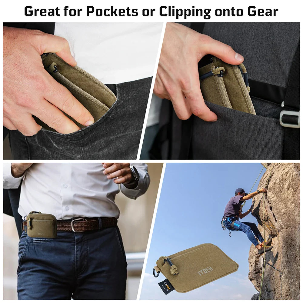 Waterproof EDC Pouch – 500D CORDURA, YKK Zipper, Multi-Attach, 4.3" x 3.5"