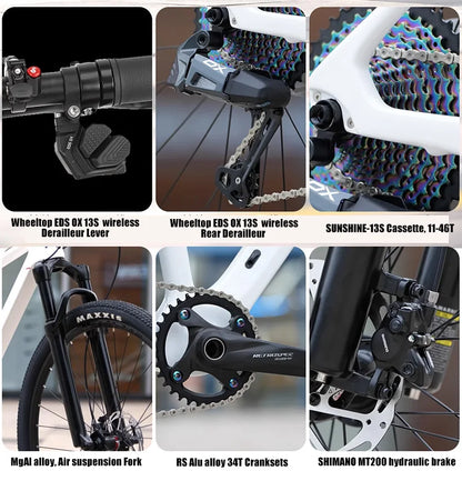 Twitter New M5 Wireless Carbon MTB Bicycle 29 Wheeltop EDS OX 13S Electronic Shifter Inner Cables Mountain Bikes For Adults