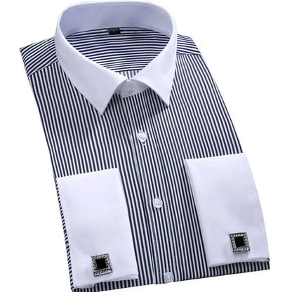 Men's French Cufflinks Dress Shirt Loose Social Long Sleeve Formal Regular Fit French Cuff Luxury Business Formal Tuxedo Shirts