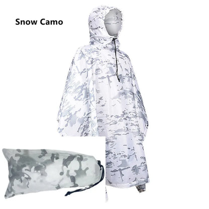 Camouflage Waterproof Raincoat Poncho – Multifunctional Hunting & Camping Rain Cover
