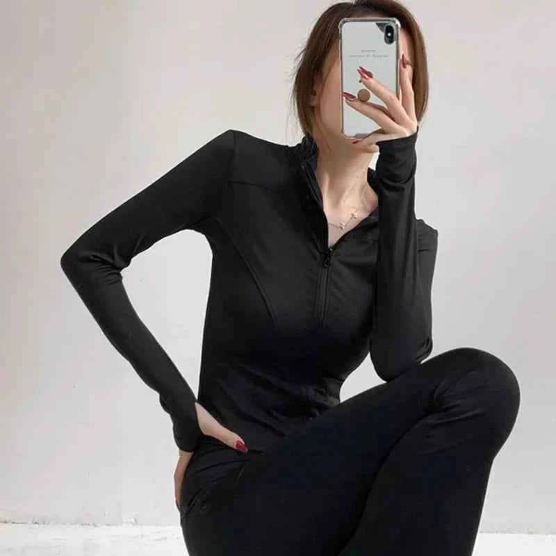 Women Workout Sports Yoga Fitness Gym Jacket Activewear Long Sleeves