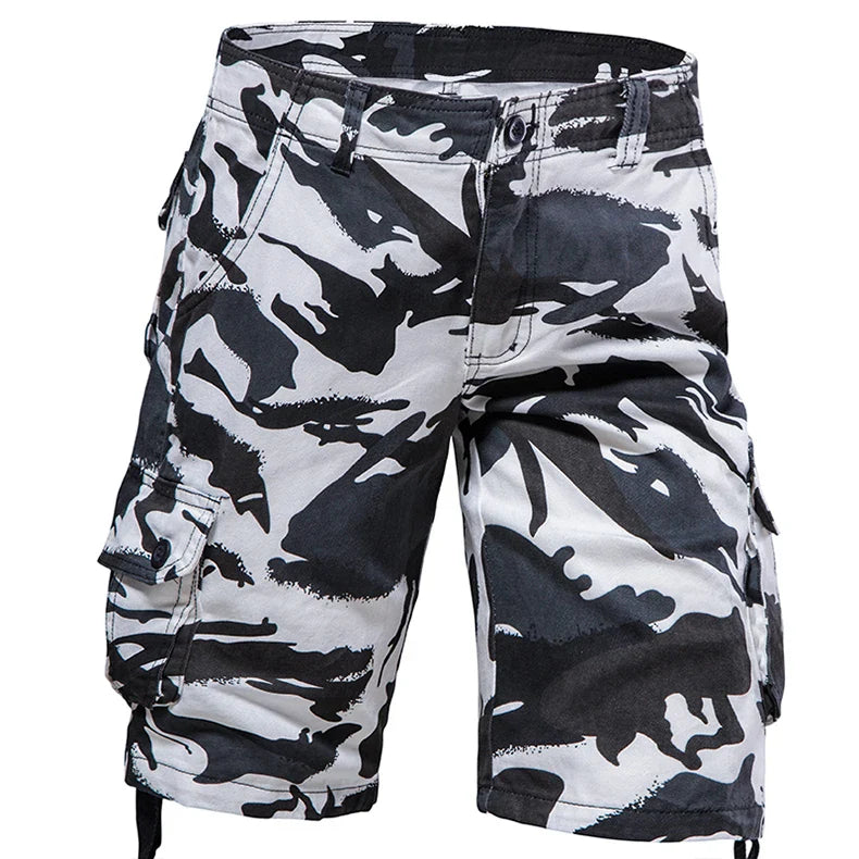 Men's Camo Cargo Shorts – Breathable Cotton Outdoor Sports Half Pants with Side Pockets